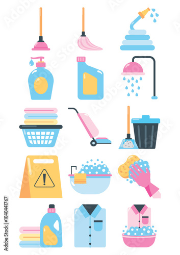 set of vector icons of toilet with white background