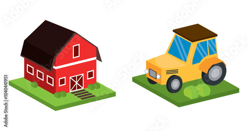 set of 3d farm vector icons on white background