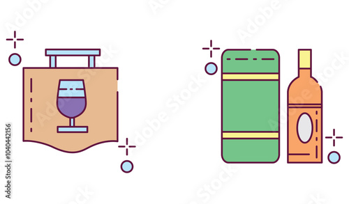 Set of vector icons of winegrowers with white background