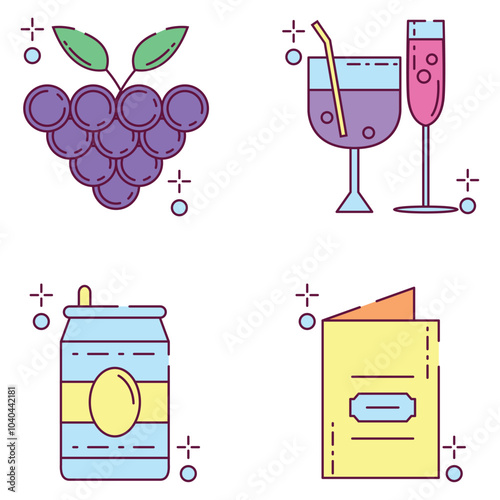Set of vector icons of winegrowers with white background