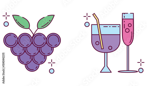 Set of vector icons of winegrowers with white background