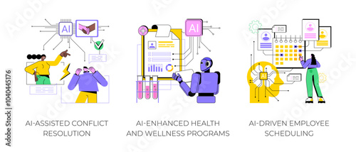 Artificial Intelligence in Human Resources abstract concept vector illustrations. photo