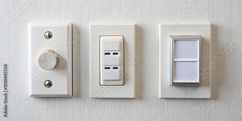 Three White Wall Switches on Textured Wall, switch plate, light switch, wall texture, home improvement