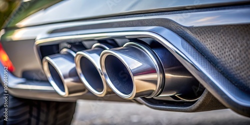 Triple Chrome Exhaust Pipes, Car Detail, Automotive, Performance photo