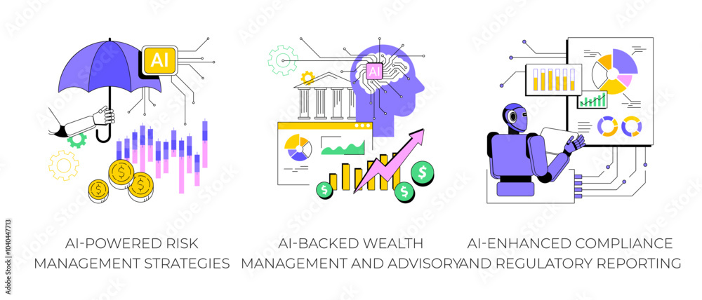 Accounting and Financial Management with AI abstract concept vector illustrations. Accounting and Financial Management with AI abstract concept vector illustrations.