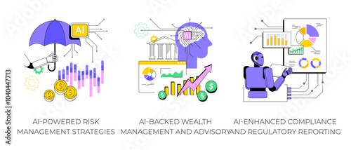 Accounting and Financial Management with AI abstract concept vector illustrations.