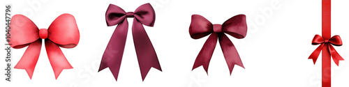 Collection of colorful decorative bows on white background.