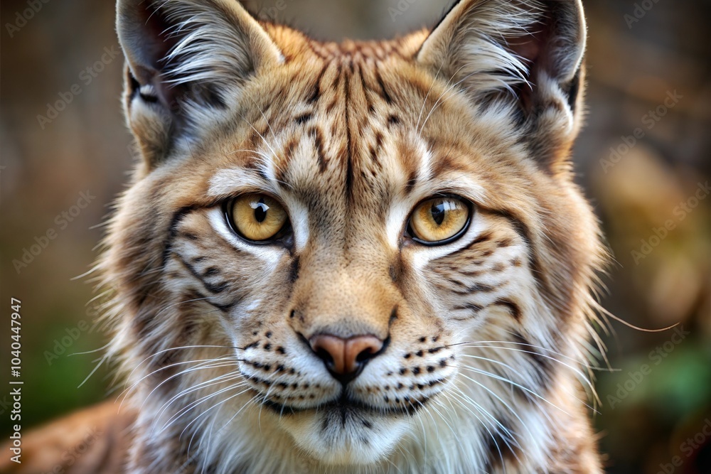 Obraz premium Lynx portrait with intense eyes and soft spotted fur texture