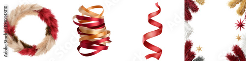 Colorful ribbon decorations, white isolate background