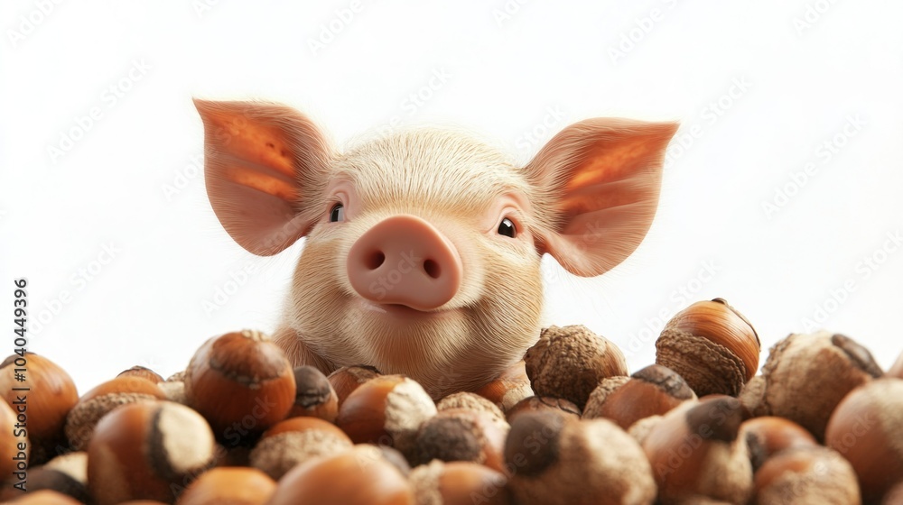 custom made wallpaper toronto digitalA Piglet Peeking Over A Pile of Acorns
