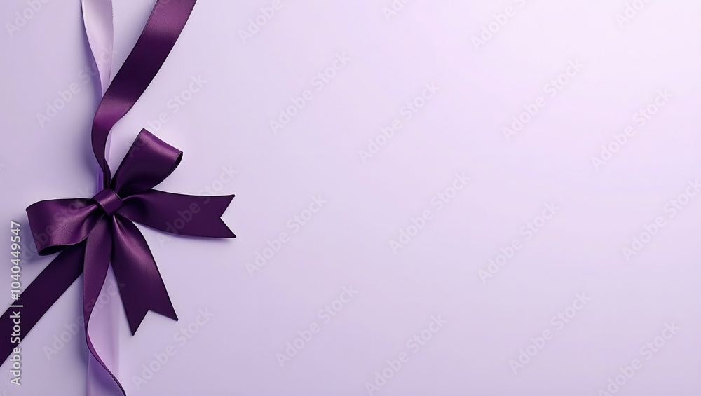 Obraz premium Luxurious deep purple ribbon on pale lavender background elegant and creative