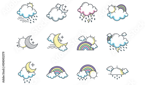 weather vector icon set with white background