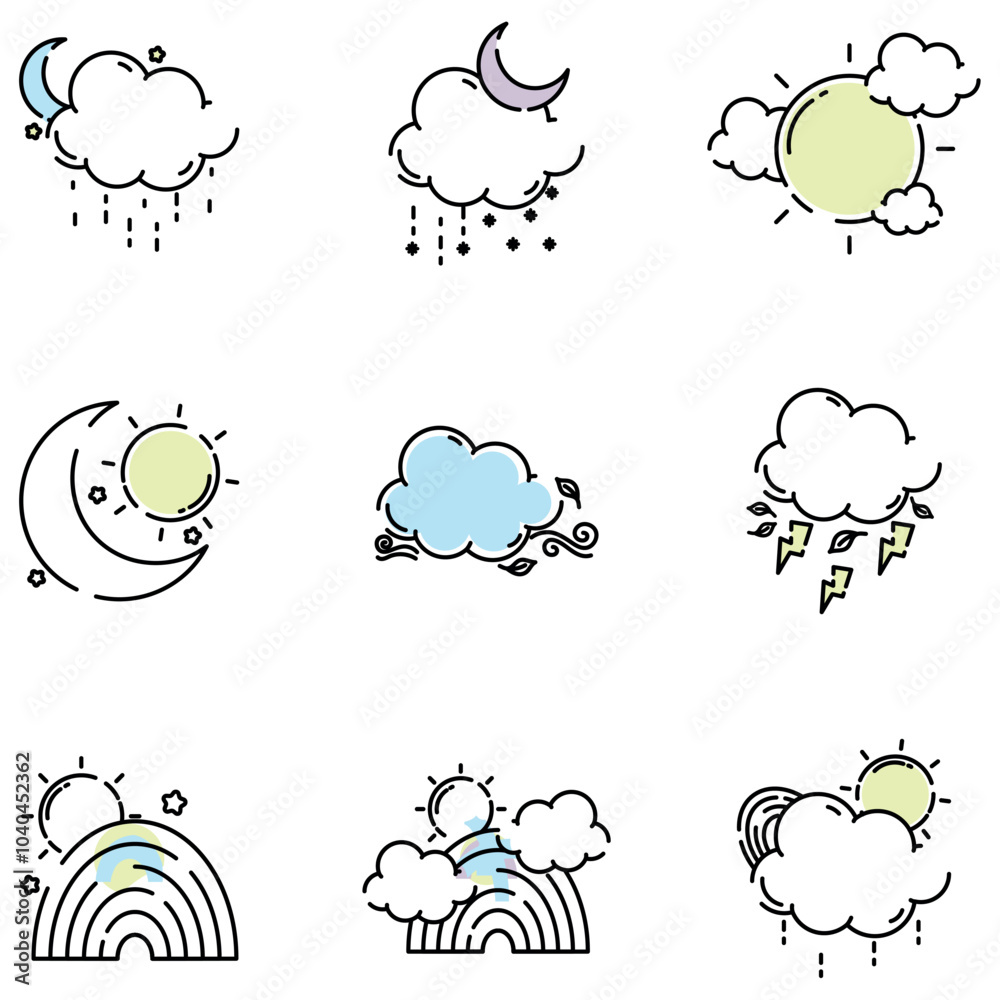 weather vector icon set with white background weather vector icon set with white background