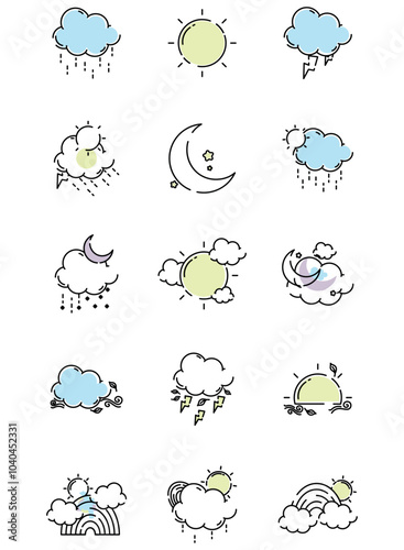 weather vector icon set with white background