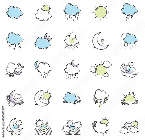 weather vector icon set with white background