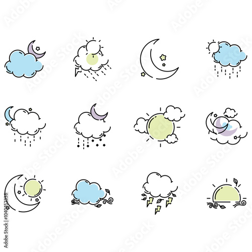 weather vector icon set with white background