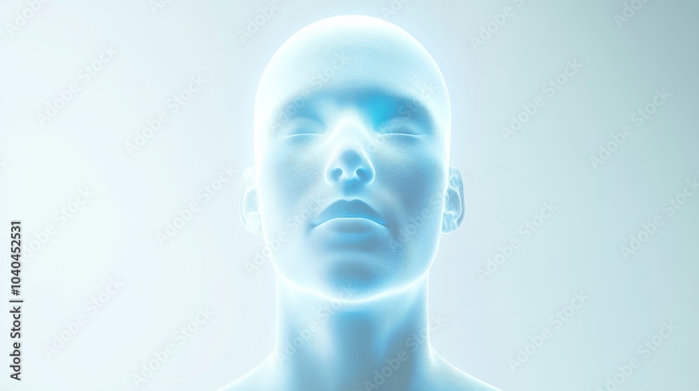 A futuristic, glowing mannequin head representing technology and innovation in art and design. A futuristic, glowing mannequin head representing technology and innovation in art and design.