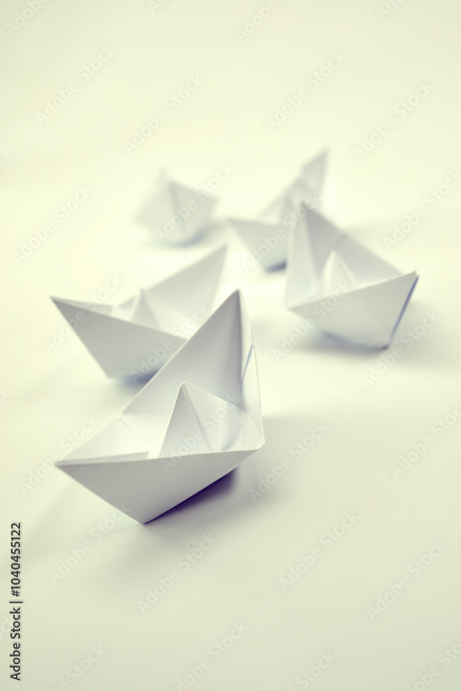 paper boats on the paper background paper boats on the paper background