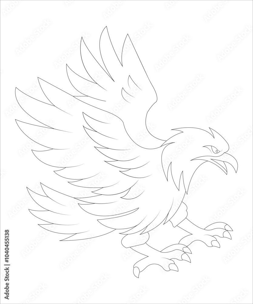 Obraz premium Set of eight line art vector logo of eagle. Can be used as a logo Or decorative items.
