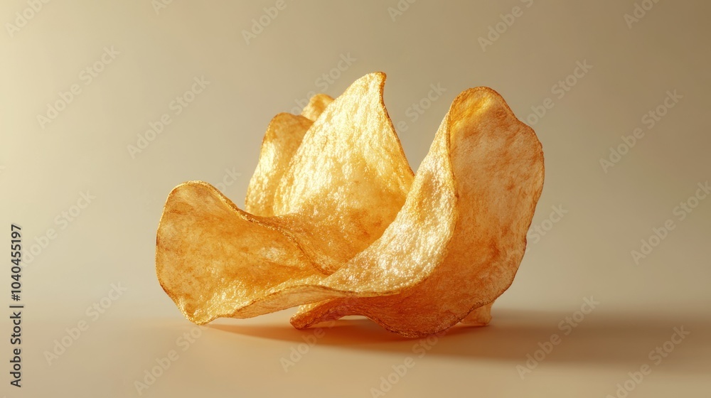 A Close-Up of Crispy Golden Potato Chips A Close-Up of Crispy Golden Potato Chips