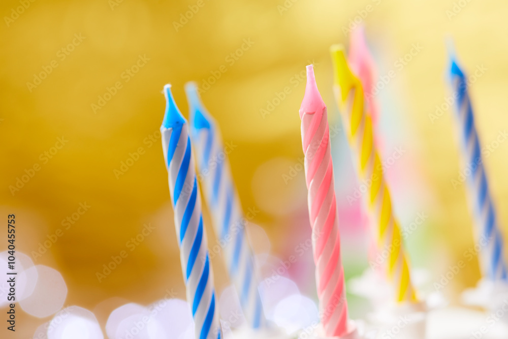 birthday candles on the yellow background birthday candles on the yellow background