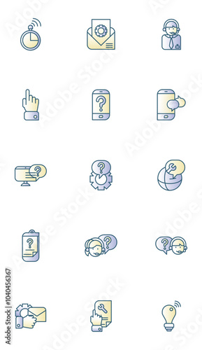 Set of light blue telecommunications vector icons with a white background