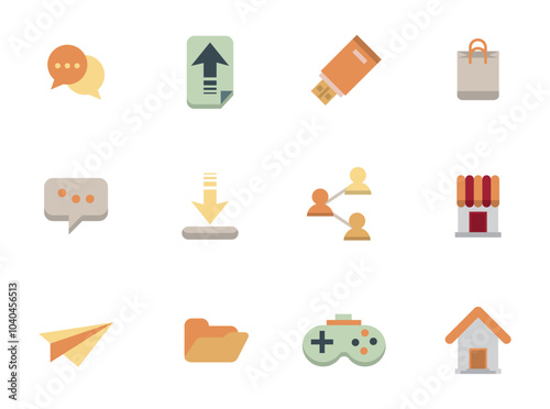 Set of telecommunications vector icons with a white background