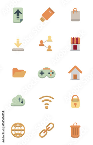 Set of telecommunications vector icons with a white background