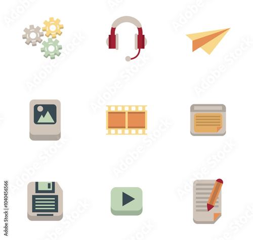 Set of telecommunications vector icons with a white background
