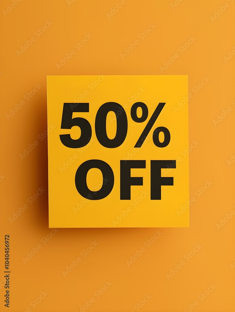 Black '50% OFF' Promotional Sign on a Light Orange Background Black '50% OFF' Promotional Sign on a Light Orange Background