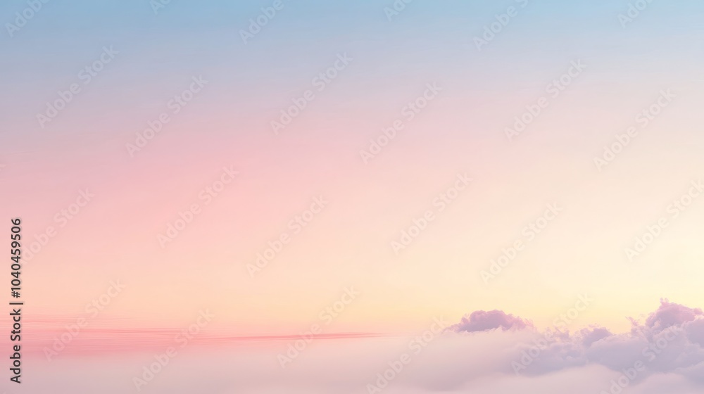 A serene sky at dawn with soft pastel colors blending from blue to pink, creating a peaceful and calming atmosphere. A serene sky at dawn with soft pastel colors blending from blue to pink, creating a peaceful and calming atmosphere.