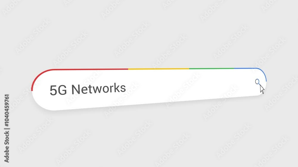 Typing 5G Networks in Search Bar Animation | Close-Up Search Engine Interface | Web Search for 5G Networks | Internet Browsing, Technology, and Digital Marketing Animation Video Typing 5G Networks in Search Bar Animation | Close-Up Search Engine Interface | Web Search for 5G Networks | Internet Browsing, Technology, and Digital Marketing Animation Video