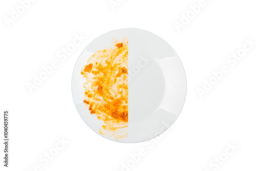 Foto Washing dirty plate with sponge isolated on white background