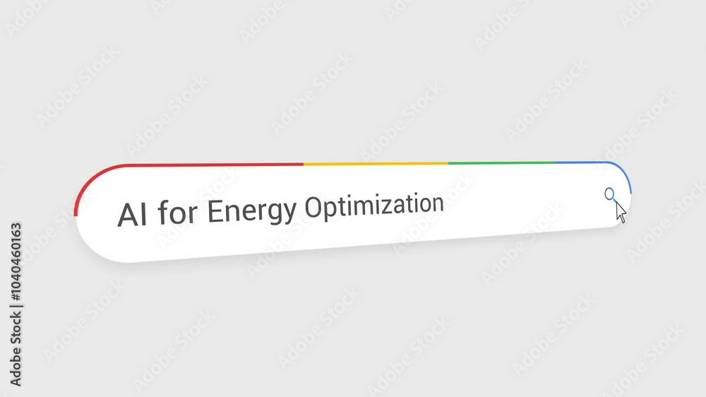 Typing AI for Energy Optimization in Search Bar Animation | Close-Up Search Engine Interface | Web Search for AI for Energy Optimization | Internet Browsing, Technology Typing AI for Energy Optimization in Search Bar Animation | Close-Up Search Engine Interface | Web Search for AI for Energy Optimization | Internet Browsing, Technology