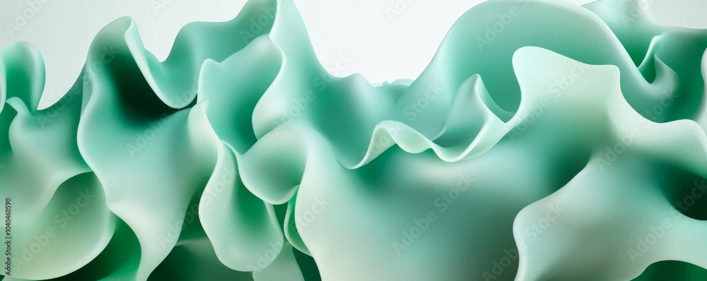 Fototapeta premium A soft, flowing abstract design featuring gentle waves of green hues, ideal for backgrounds and creative projects.