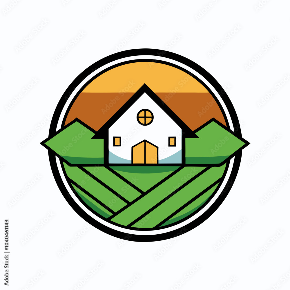 Ecological farm house logo with symbol vector Ecological farm house logo with symbol vector