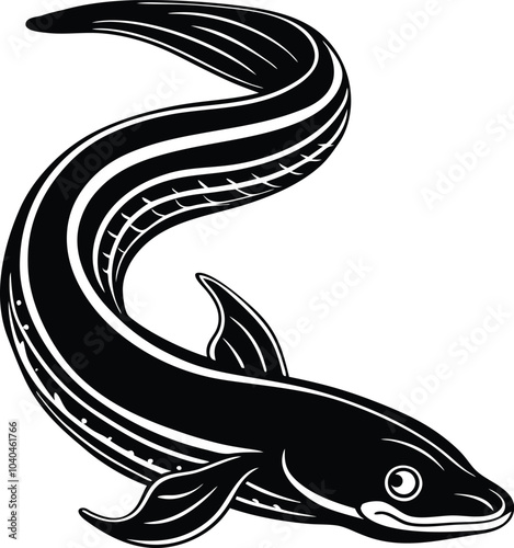 Eel Gliding Vector Silhouette 