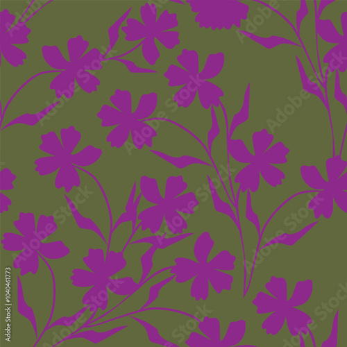 flower seamless pattern on green background