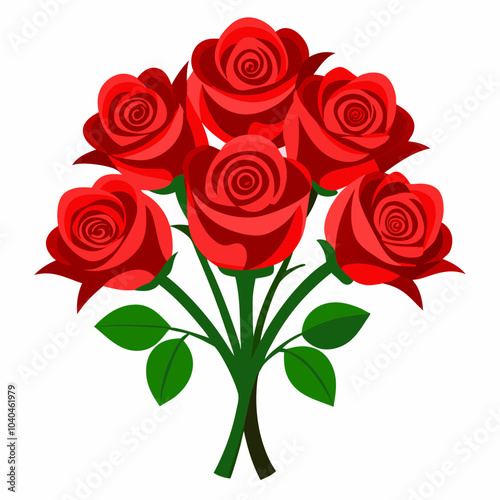 Bouquet of red roses vector illustration 