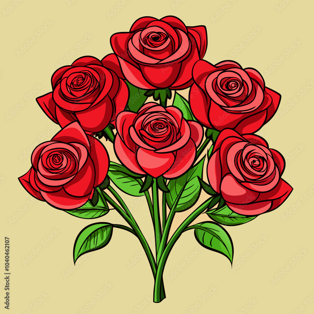 Bouquet of red roses vector illustration Bouquet of red roses vector illustration