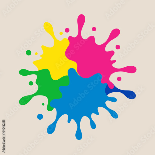 paint splatter pink ,green ,blue ,yellow vector illustration