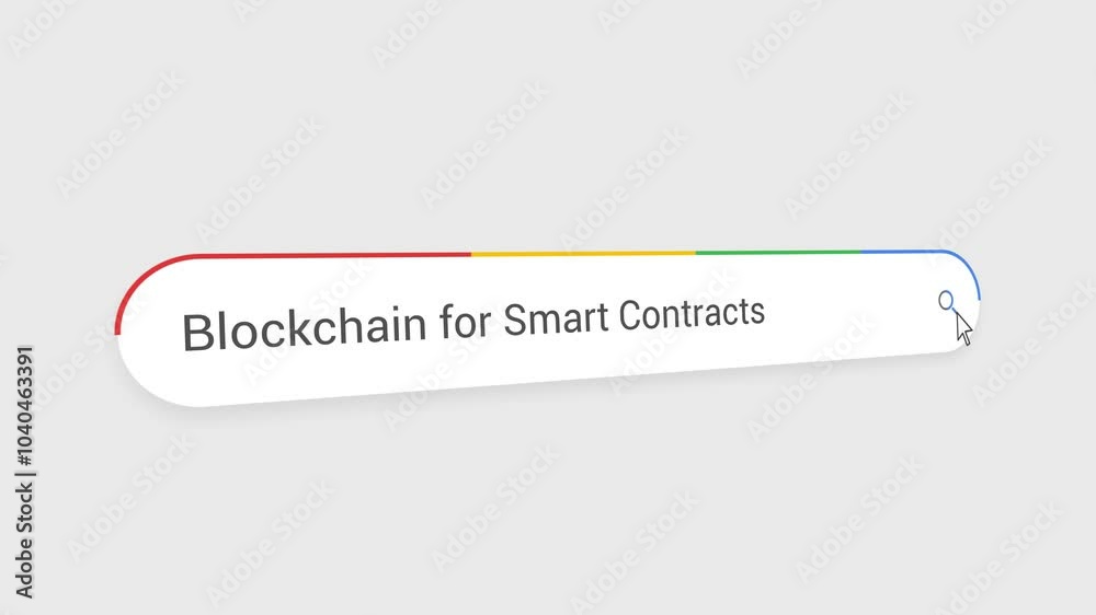 Typing Blockchain for Smart Contracts in Search Bar Animation | Close-Up Search Engine Interface | Web Search for Blockchain for Smart Contracts | Internet Browsing, Technology Typing Blockchain for Smart Contracts in Search Bar Animation | Close-Up Search Engine Interface | Web Search for Blockchain for Smart Contracts | Internet Browsing, Technology
