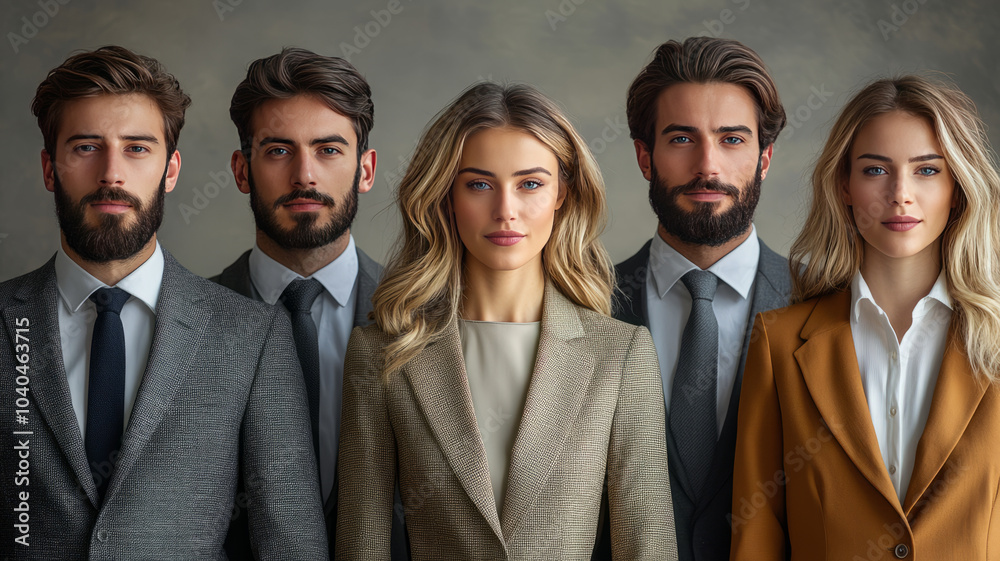 employees wearing formals, plain background