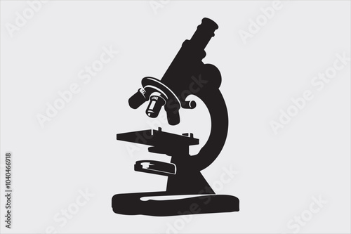 Silhouette of a classic laboratory microscope.