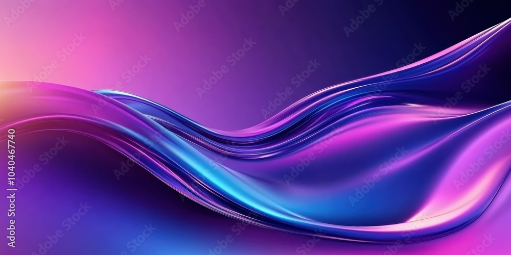 Obraz premium Cosmic waves, fluid abstract, vibrant neon colors, deep space background, flowing energy, purple and blue gradients, starry nebula, dynamic motion, ethereal light trails, digital art, surreal, glowing