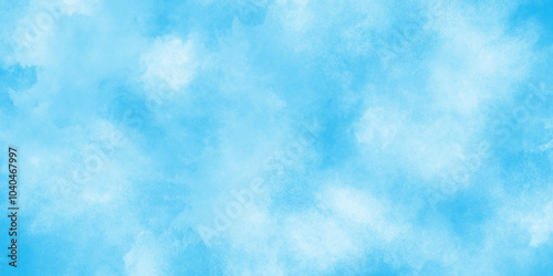 Watercolor stain with hand paint pattern on blue canvas, Abstract beautiful light blue cloudy sky clouds with stains, Creative vintage light sky blue background with various clouds and fogg.