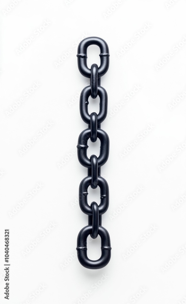 Black Metal Chain Hanging Isolated on White Background Black Metal Chain Hanging Isolated on White Background
