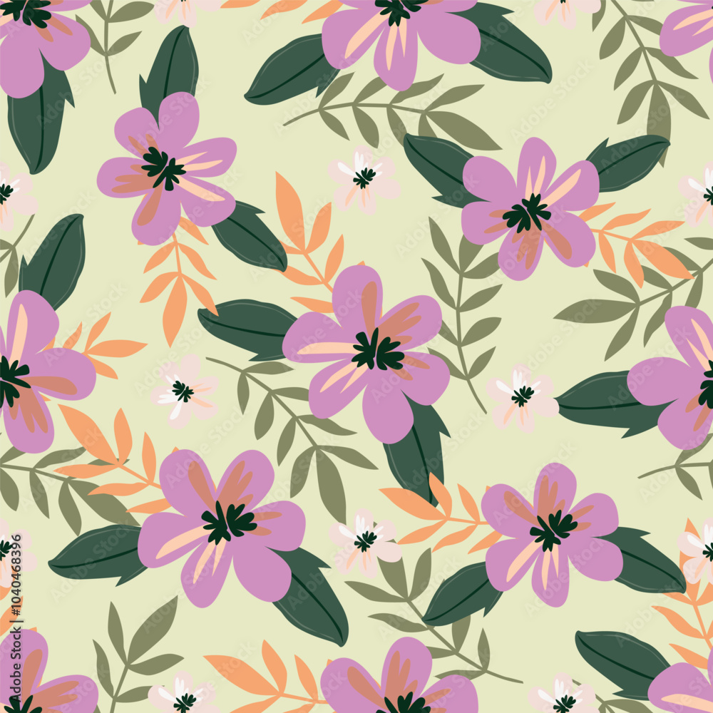 Obraz premium seamless vector small flower Pattern on grey