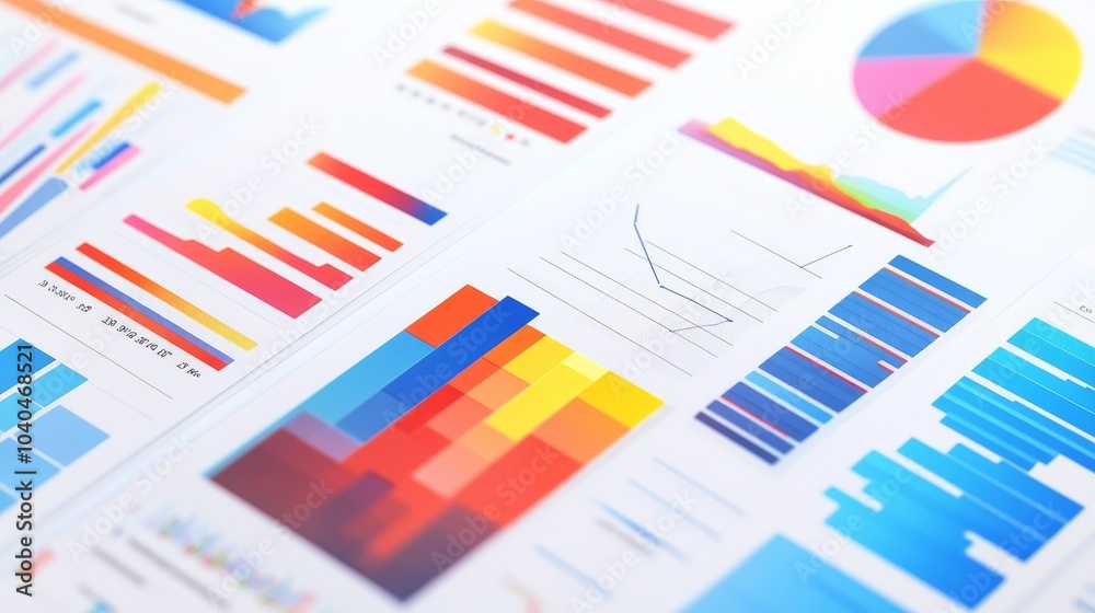 Colorful data visualization charts showcasing statistics and trends for effective analysis and presentation. Colorful data visualization charts showcasing statistics and trends for effective analysis and presentation.