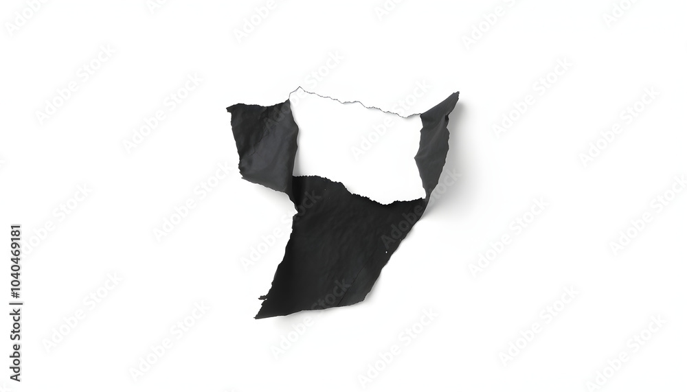 piece of black paper tear isolated on white background isolated with white highlights, png piece of black paper tear isolated on white background isolated with white highlights, png